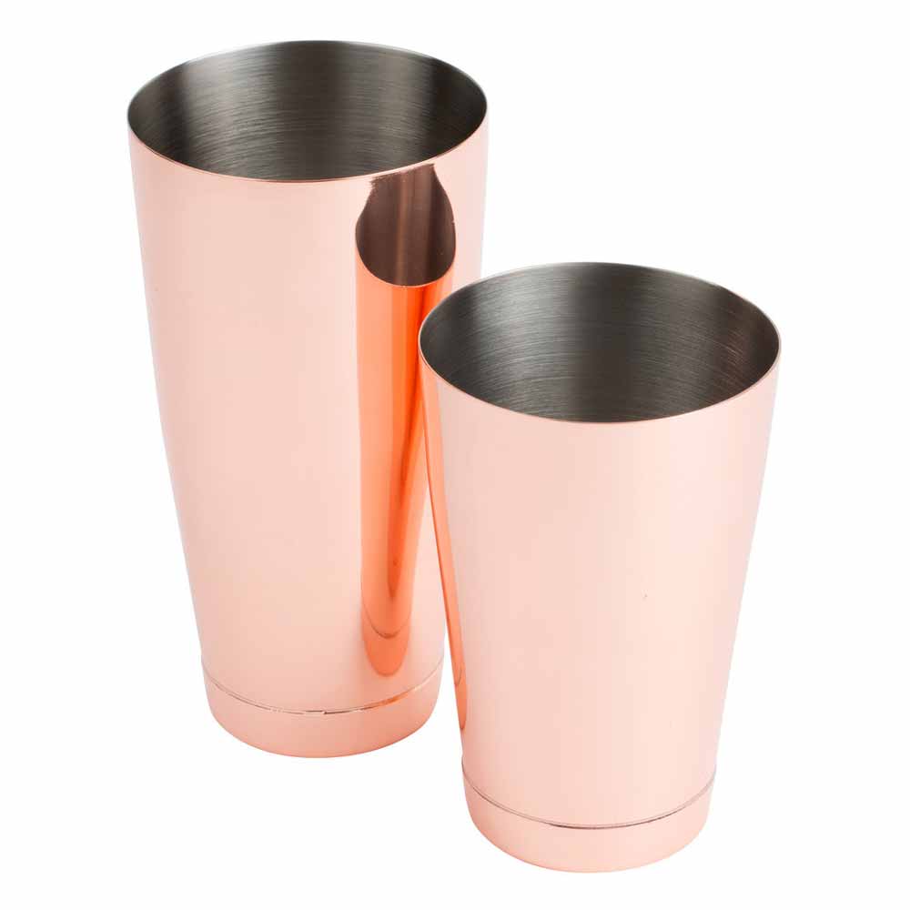 Barfly 28 oz / 18 oz Boston Cocktail Shaker Set - Copper Plated